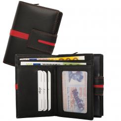 Kleine Damenbörse 8 Kartenfächer - Nappa Leder - schwarz/cognac 