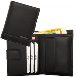 Geldbörse mit Innenriegel Nappa-Leder Kombibörse schwarz/cognac 