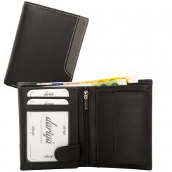 Geldbörse mit Innenriegel Nappa-Leder Kombibörse schwarz/cognac 