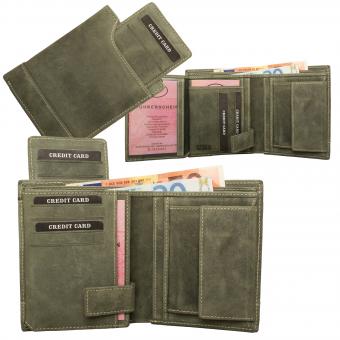 RFID Protection - Hunterleder Hochformat Geldbörse olivegrün 