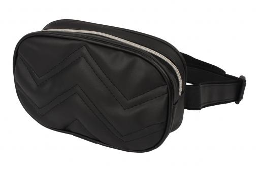 Design - Bauchtasche mit Metall-Reißverschluss Optik - schwarz PU 