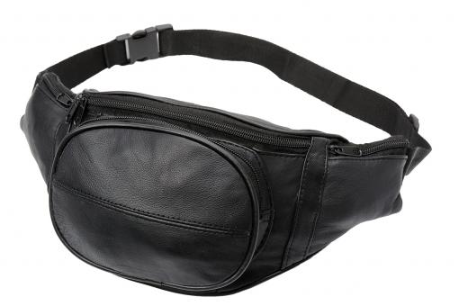 Bauchtasche mit Fronttasche Reißverschluss - Nappa Leder schwarz 