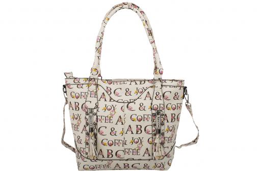 dariya® Freizeit Shopper/Tragetasche - mit Printmuster Coffee - PU 