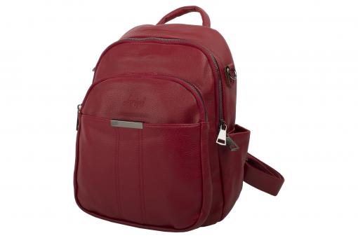 Edler Unisex Freizeit Rucksack mit Metall Reißverschlüssen - dunkelrot 