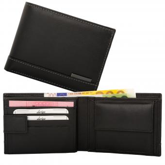 Geldbörse mit Innenriegel Nappa-Leder Scheintasche schwarz/cognac 