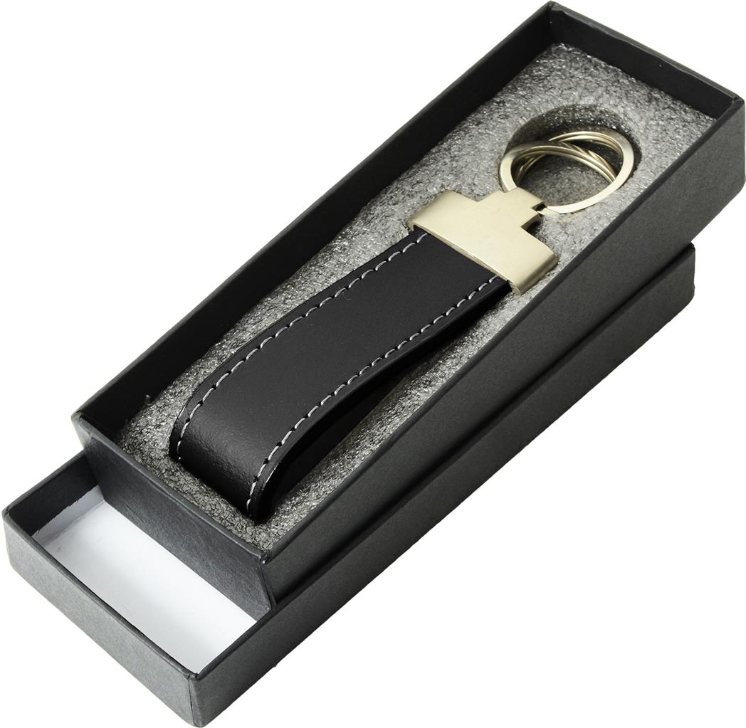 MB Werbeartikel, Moderne Schlüsseltasche mit massivem Metallelement und  Schlüsselringen - Rind Leder schwarz